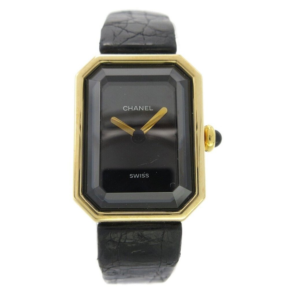 AUTHENTICITY GUARANTEED Chanel Premiere Ladies Quartz Watch 18KYG Leather